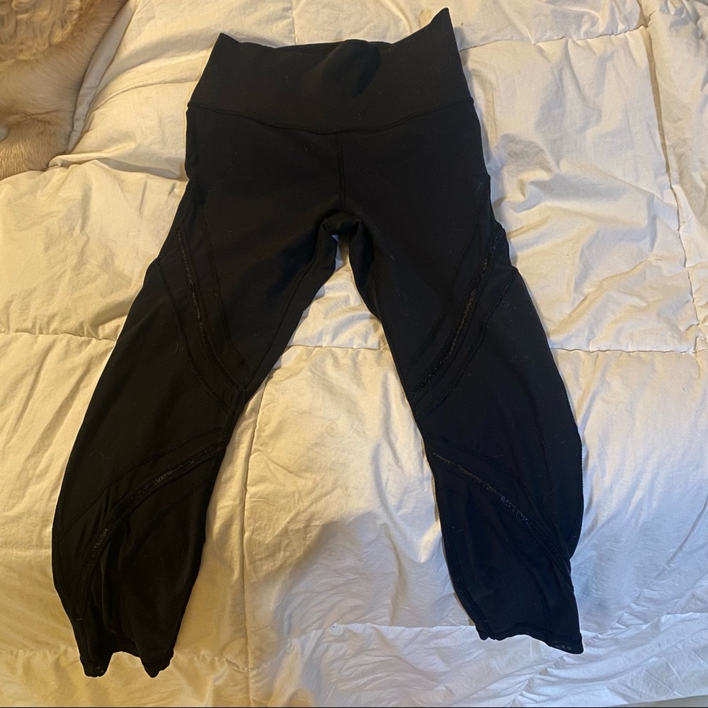 Lululemon cropped leggings with mesh detail